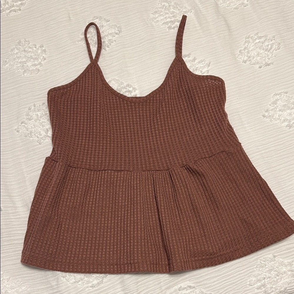 SHEIN Purple/Red Ribbed Peplum Camisole